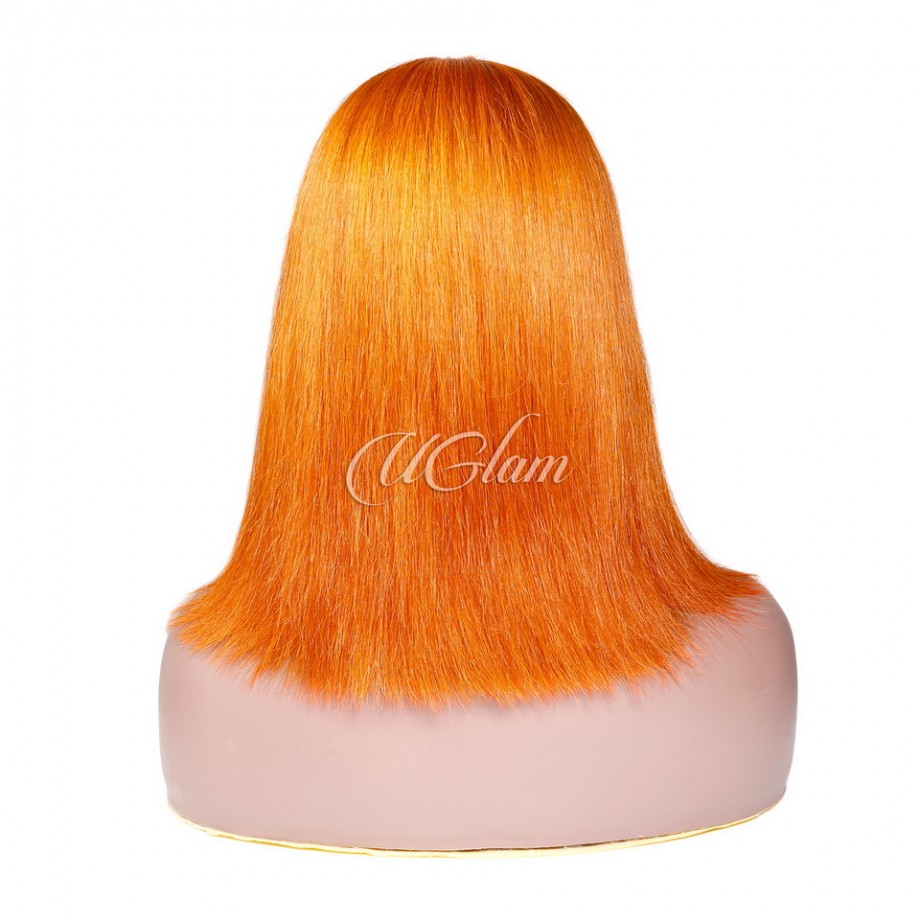 Uglam T Part Lace Orange Ginger Color Straight Bob Wig