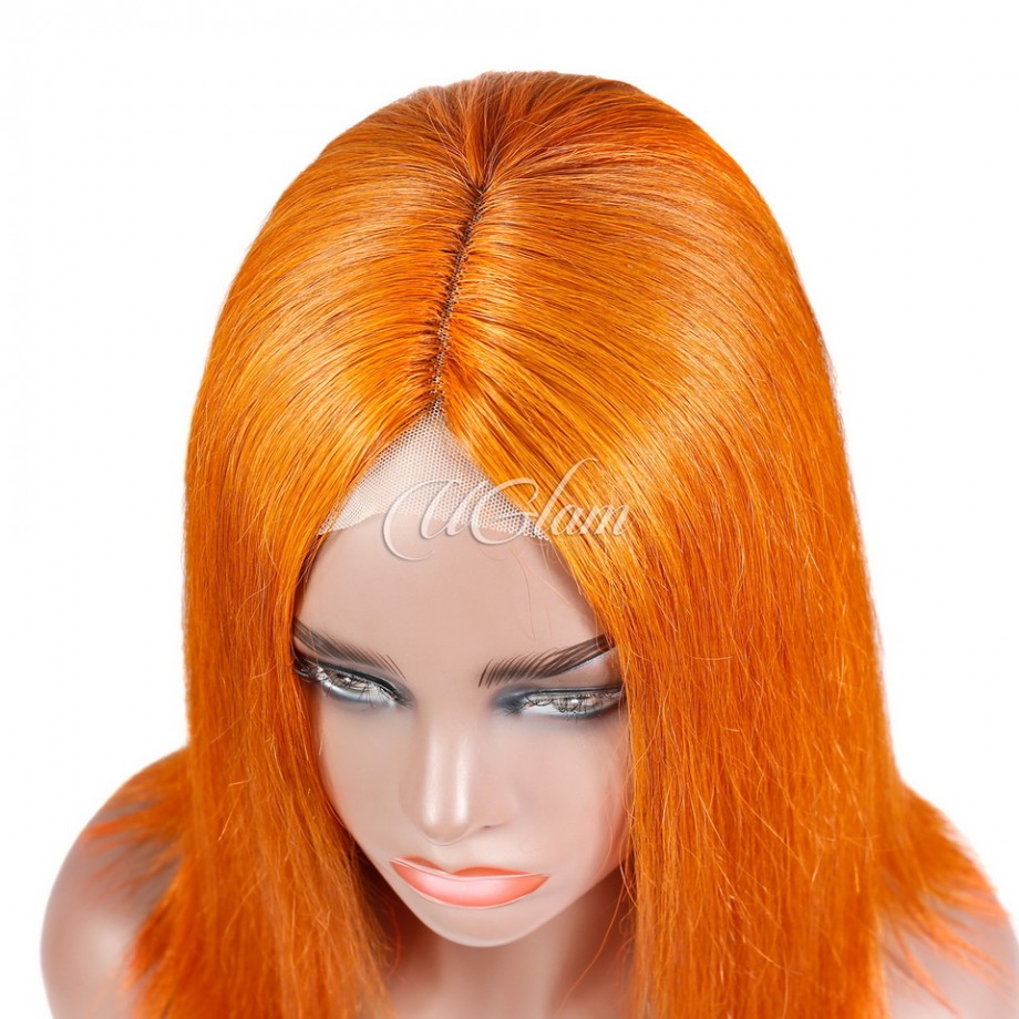 Uglam T Part Lace Orange Ginger Color Straight Bob Wig