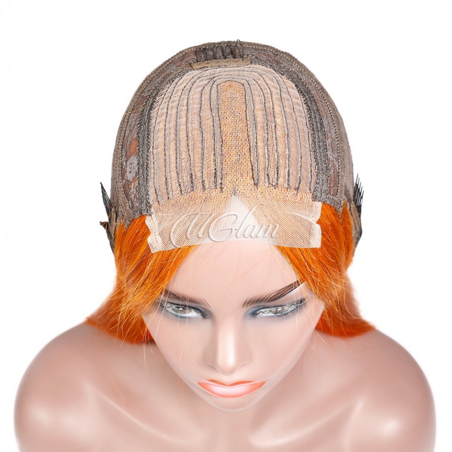 Uglam T Part Lace Orange Ginger Color Straight Bob Wig