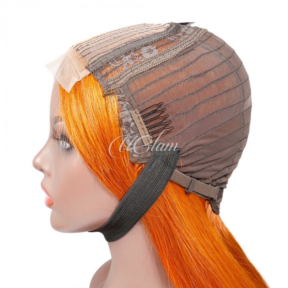 Uglam T Part Lace Orange Ginger Color Straight Bob Wig