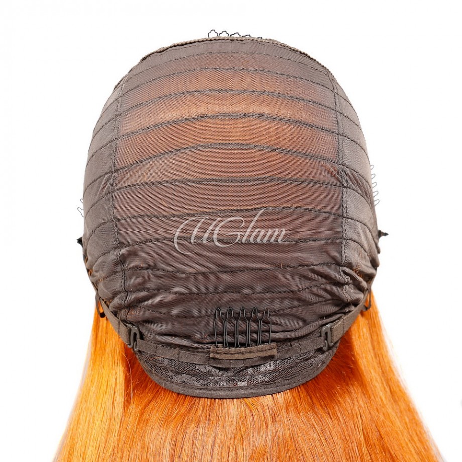 Uglam T Part Lace Orange Ginger Color Straight Bob Wig