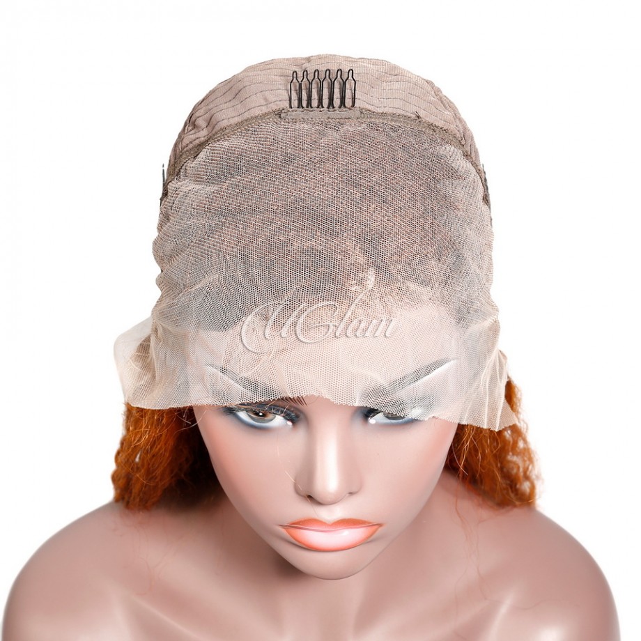 Uglam Ginger Highlight 4/350 13X4 Transparent Lace Front  straight Wig Human hair