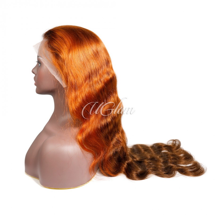 Highlight Ombre Lace Front Wig Human Hair Ginger Brown Mix  13x4  Lace Frontal Wigs 