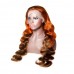 Highlight Ombre Lace Front Wig Human Hair Ginger Brown Mix  13x4  Lace Frontal Wigs 