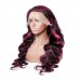 Uglam 13X4 Lace Front Wig Purple Highlight Body Wave
