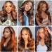 Highlight Ombre Lace Front Wig Human Hair Ginger Brown Mix  13x4  Lace Frontal Wigs 