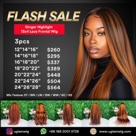 Flash Sale Ginger Highlight #4/350 Brown 13x4 Lace Frontal Wig Human hair Wig Deals