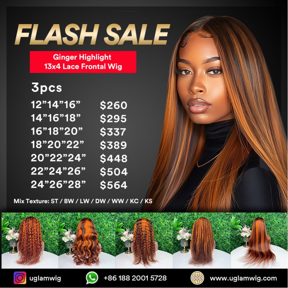 Flash Sale Ginger Highlight #4/350 Brown 13x4 Lace Frontal Wig Human hair Wig Deals