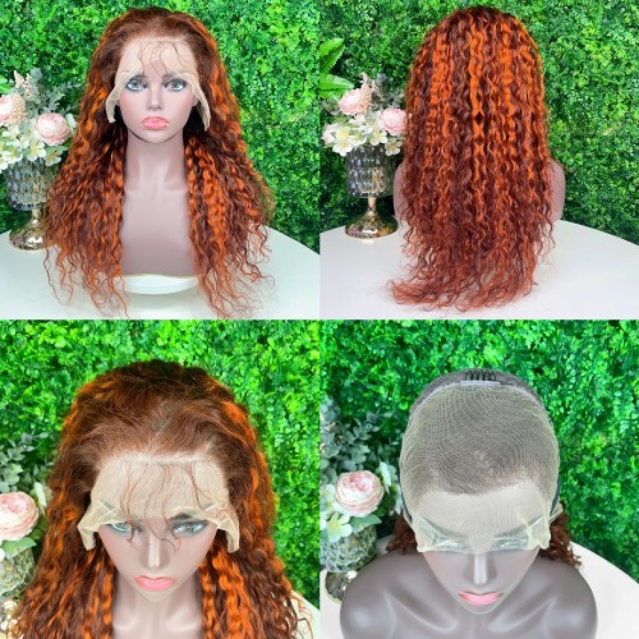 Flash Sale Ginger Highlight #4/350 Brown 13x4 Lace Frontal Wig Human hair Wig Deals
