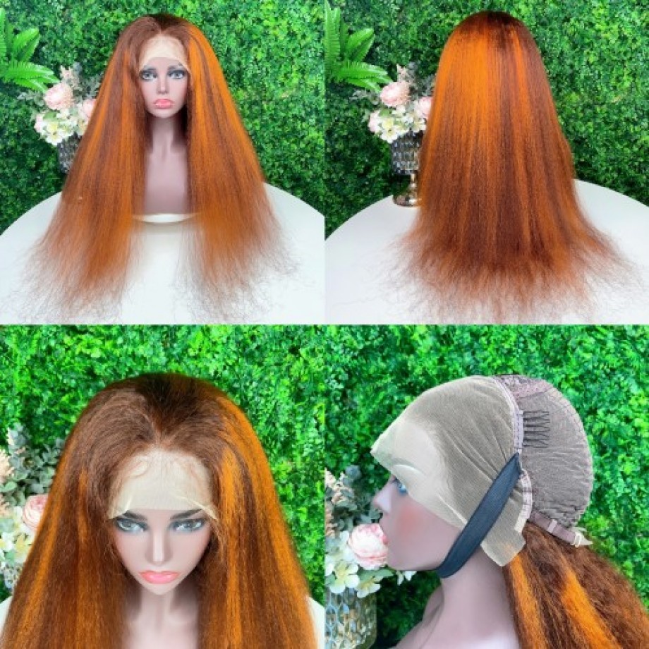 Flash Sale Ginger Highlight #4/350 Brown 13x4 Lace Frontal Wig Human hair Wig Deals