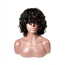 Uglam Cheap Bob Machine Made Wigs Loose Body Wave With Bang-No Lace No Baby Hair