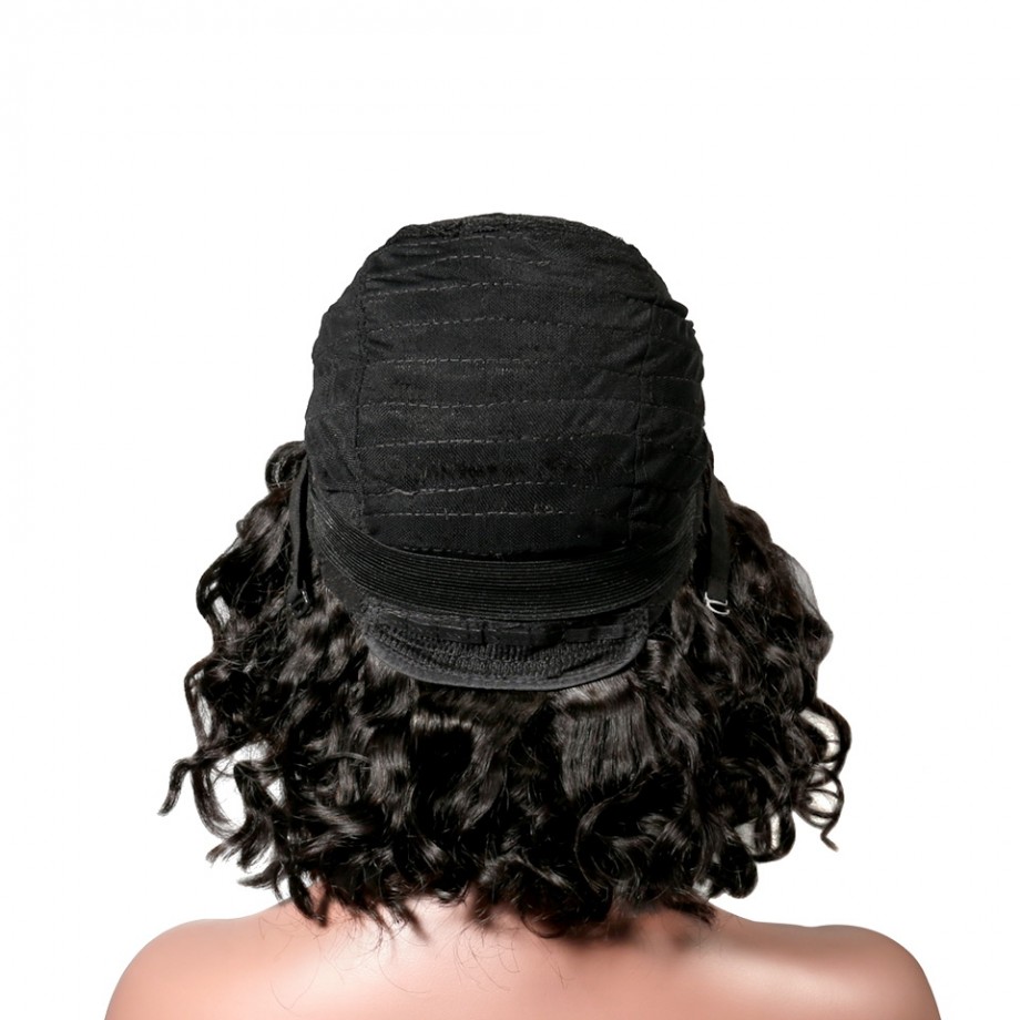 Uglam Cheap Bob Machine Made Wigs Body Wave With Bang-No Lace No Baby Hair