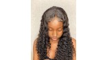 Virgin 4X4 Medium Lace Closure Deep Wave Human Hair Wig 180% Density