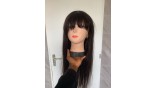 Uglam Transparent Lace Front Wigs Straight With Bangs 180% Density