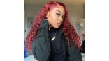 Uglam Lace Front Wig 99J Wine Color Deep Wave Wig