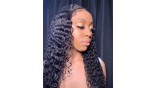 Uglam Transparent Lace Closure Wig Deep Wave