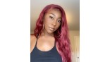 Uglam 13x4 Transparent Lace Front Wigs 99j Color Straight Hair