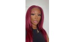Uglam 13x4 Transparent Lace Front Wigs 99j Color Straight Hair
