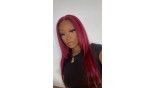 Uglam 13x4 Transparent Lace Front Wigs 99j Color Straight Hair