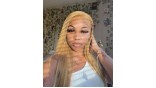 Human Hair 13x4 Transparent Lace Front  #27 Blonde Color Straight Wigs