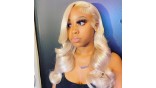 Human Hair Bundles With 13x4 Lace Frontal Closure Honey Blonde #613 Color Body Wave
