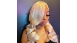 Human Hair Bundles With 13x4 Lace Frontal Closure Honey Blonde #613 Color Body Wave