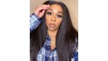 U Part Kinky Straight Human Hair Wig