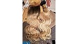 Virgin Human Hair Bundles With 13x4 Lace Frontal Black Root And #613 Color Body Wave
