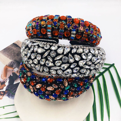 Uglam Colorful Crystals-Inlaid Sponge Rhinestone Headband